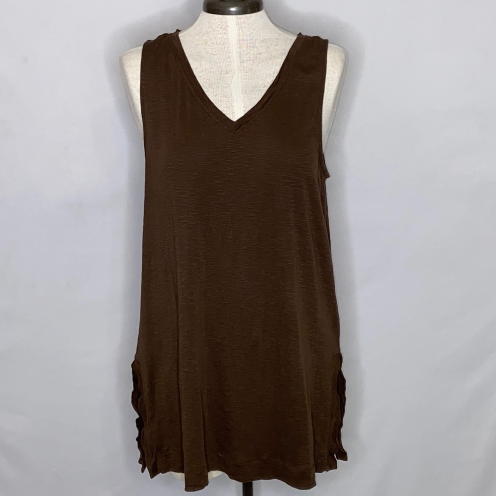J. Jill Pima Cotton V Neck Burnout Tank Tunic - M